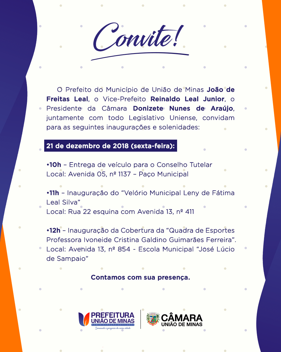 INAUGURAÇÕES DEZEMBRO DE 2018