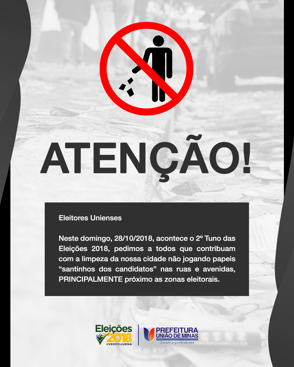 Banner Não Jogue Lixo na Rua Eleição 2018